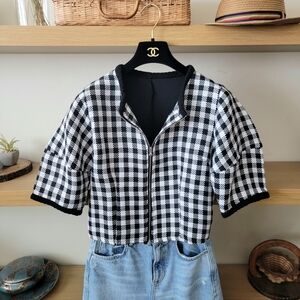 Plaided Chic Cropped Jacket NWOT